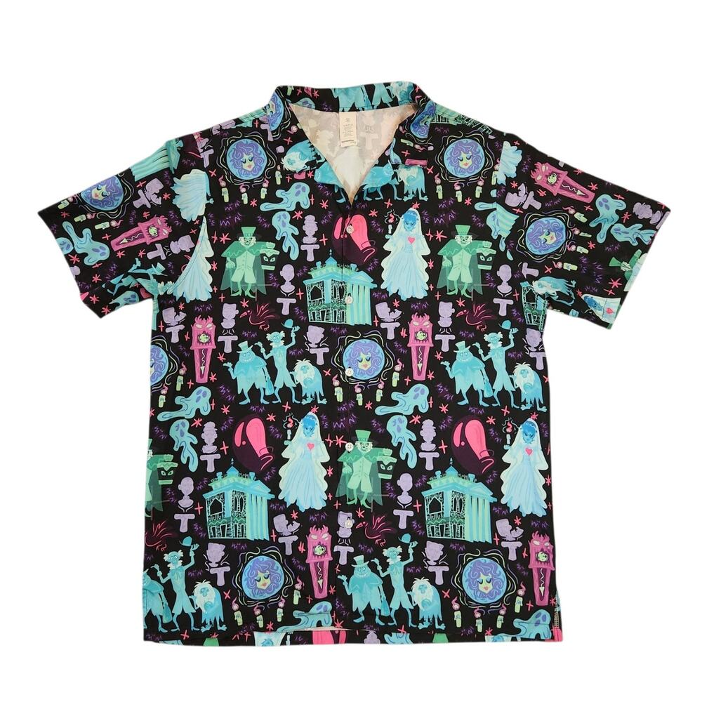 Haunted Mansion Hawaiian shirt black neon size M